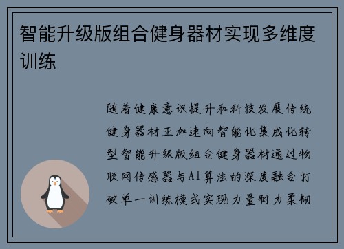 智能升级版组合健身器材实现多维度训练